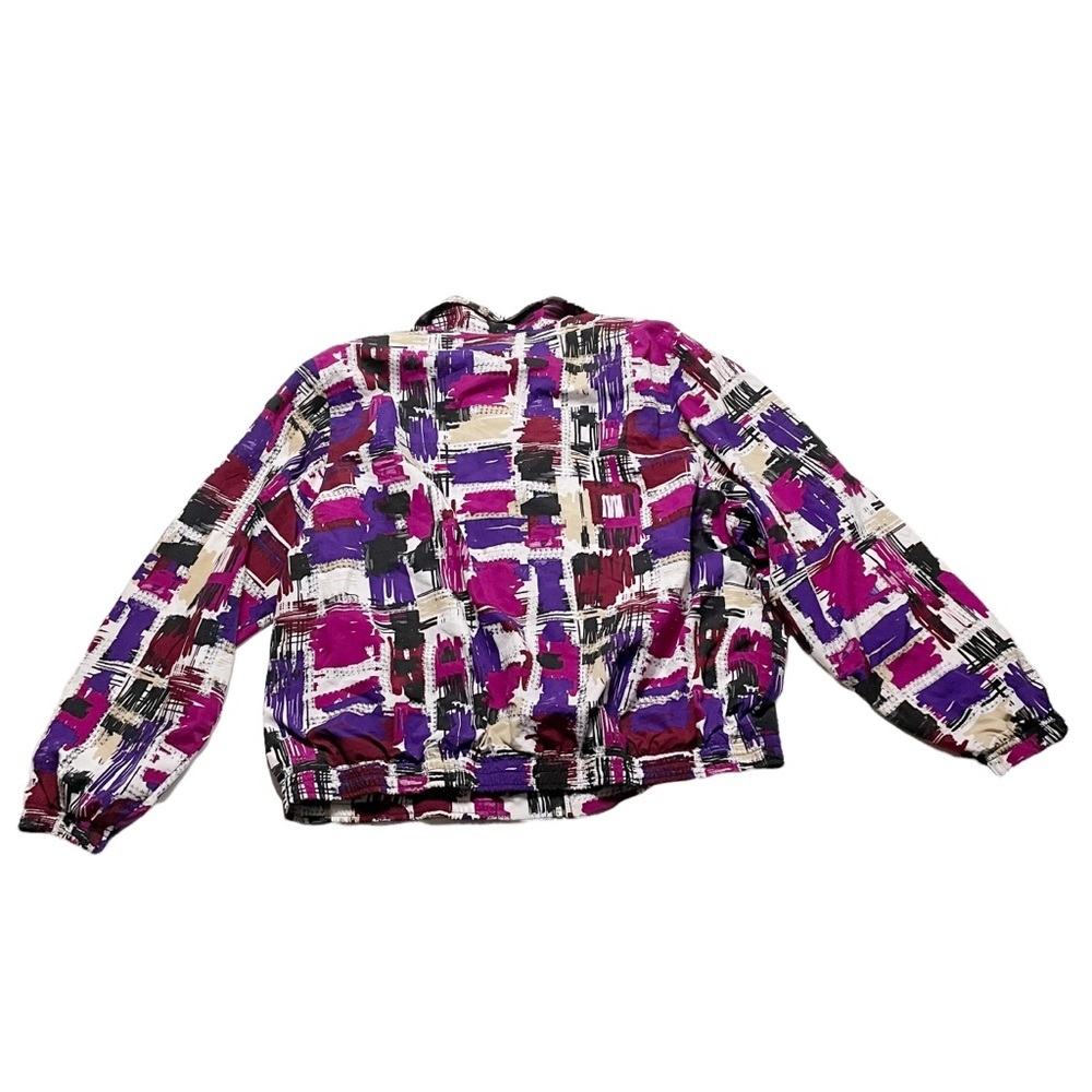 Koret Y2K Vintage Patterned Lined Lightweight Windbreaker Jacket Shoulder Pads - Picture 3 of 8